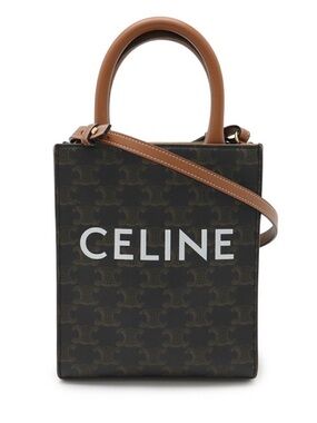 Celine Mini Vertical Cabas bag in Triomphe Canvas and Calfskin